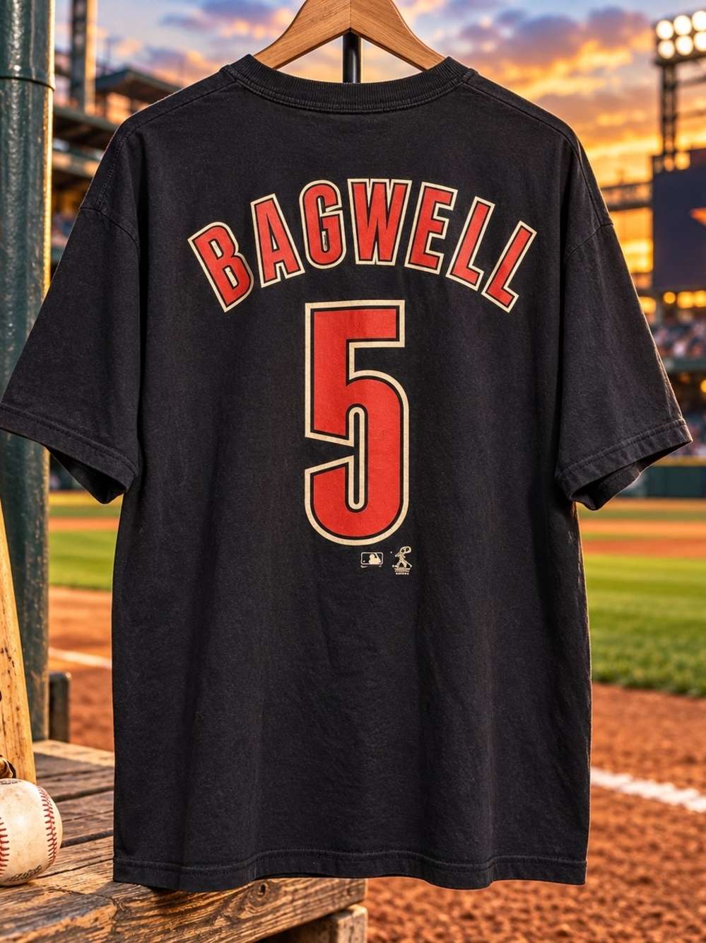 Vintage Houston Astros Jeff Bagwell #5 T-Shirt Large Russell Athletic MLB